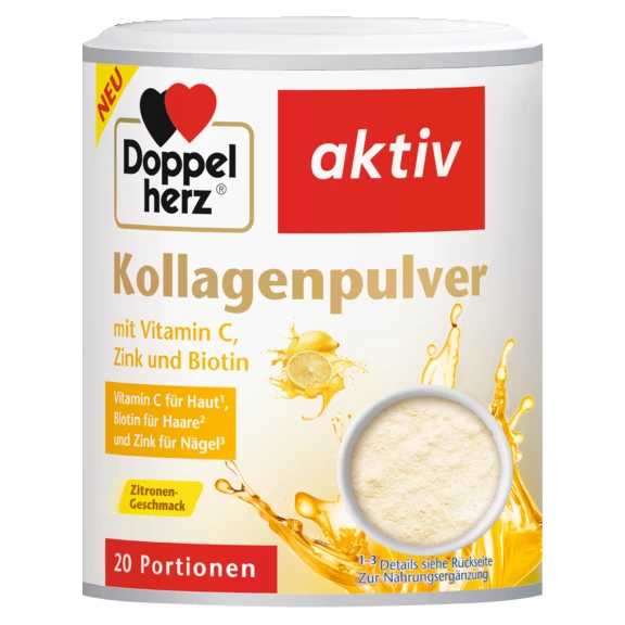 Doppelherz aktiv Kollagenpulver Zitrone Frontansicht